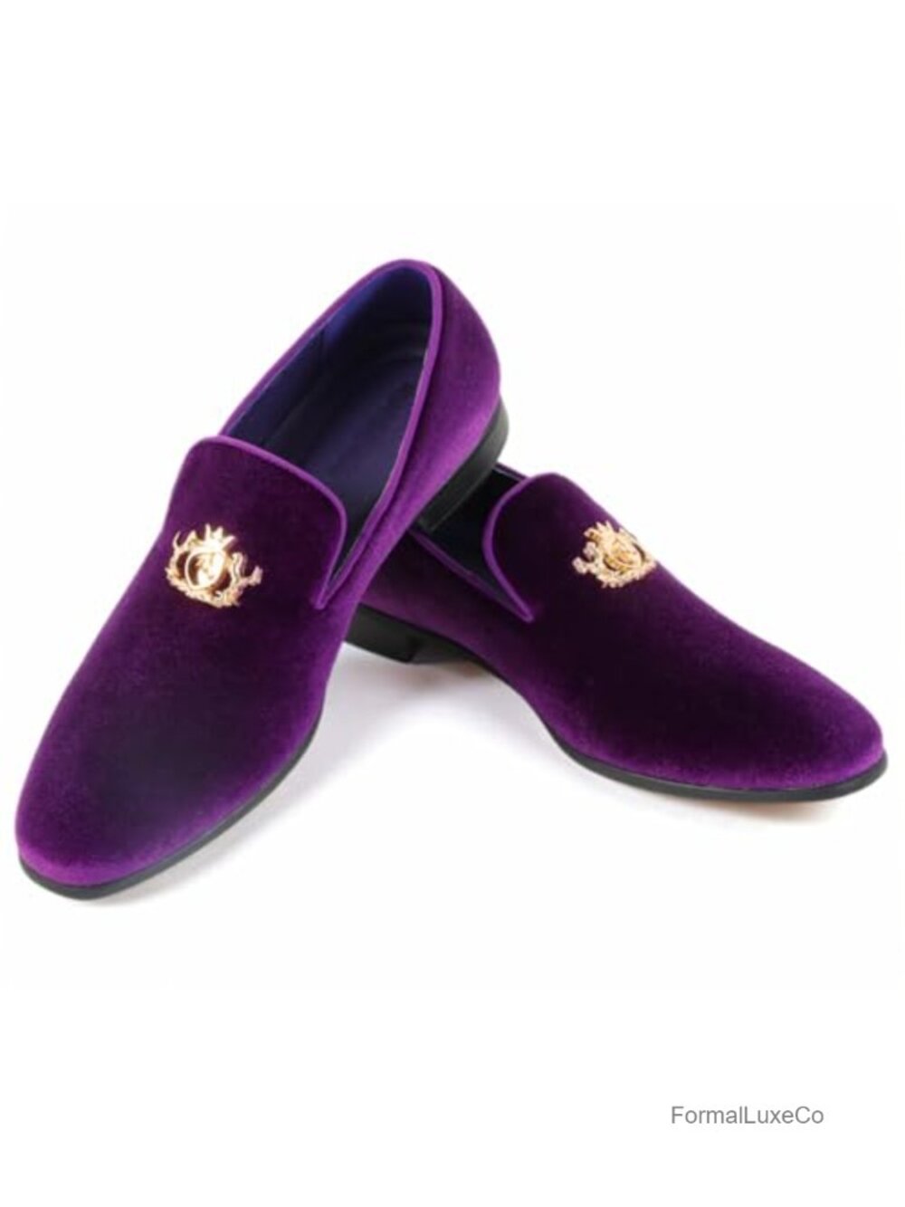 Men's Velvet Slip-on Loafer Dress Shoes with Cushioned Suede Smoking Slipper